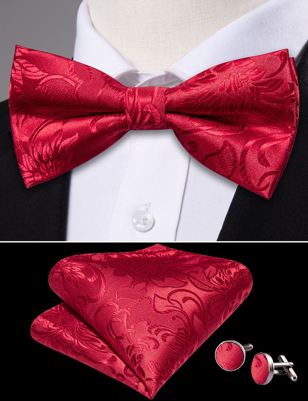 Red Paisley Bow Tie Set - GentCrest - View 5