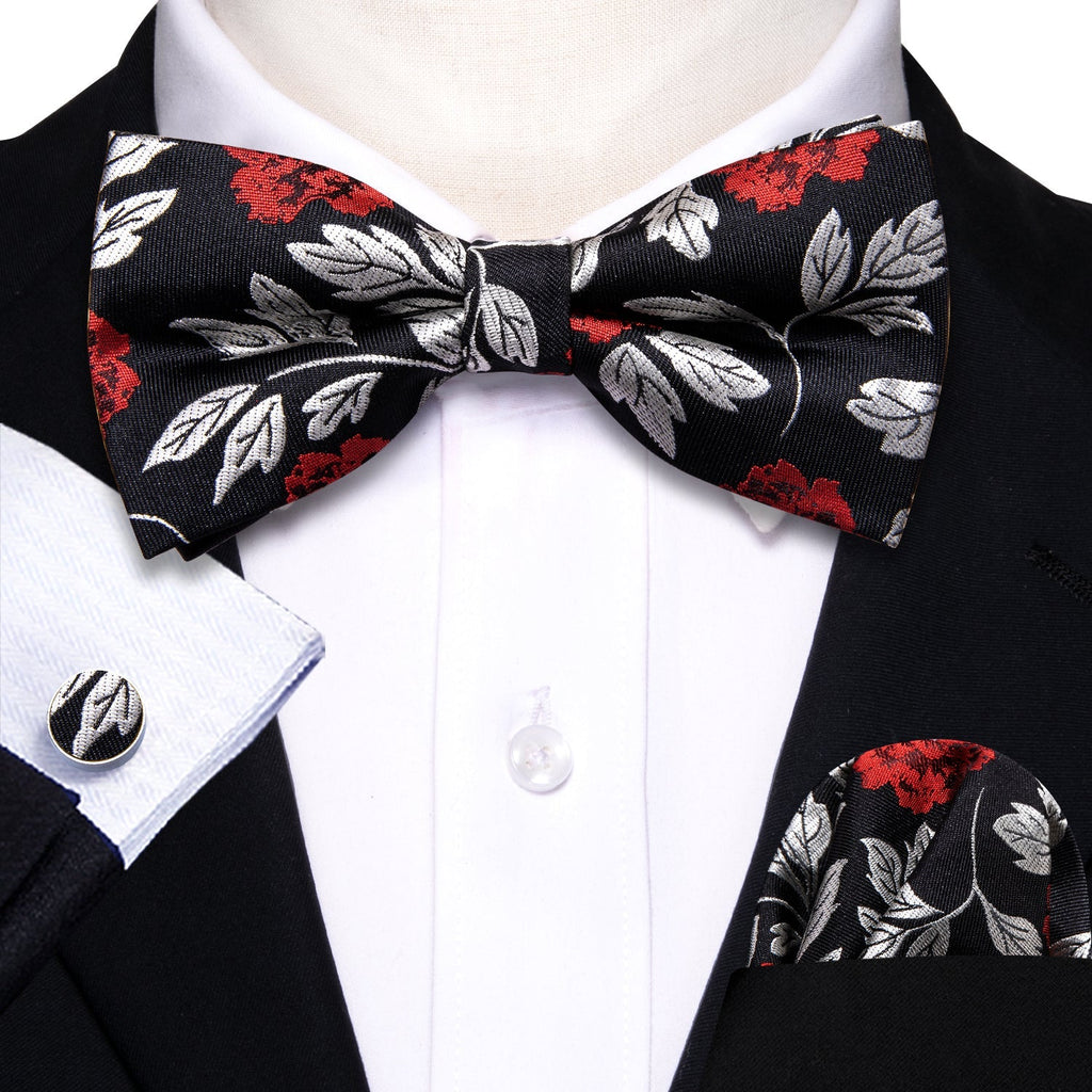 GentCrest Black Floral Bowtie Set - Image 1