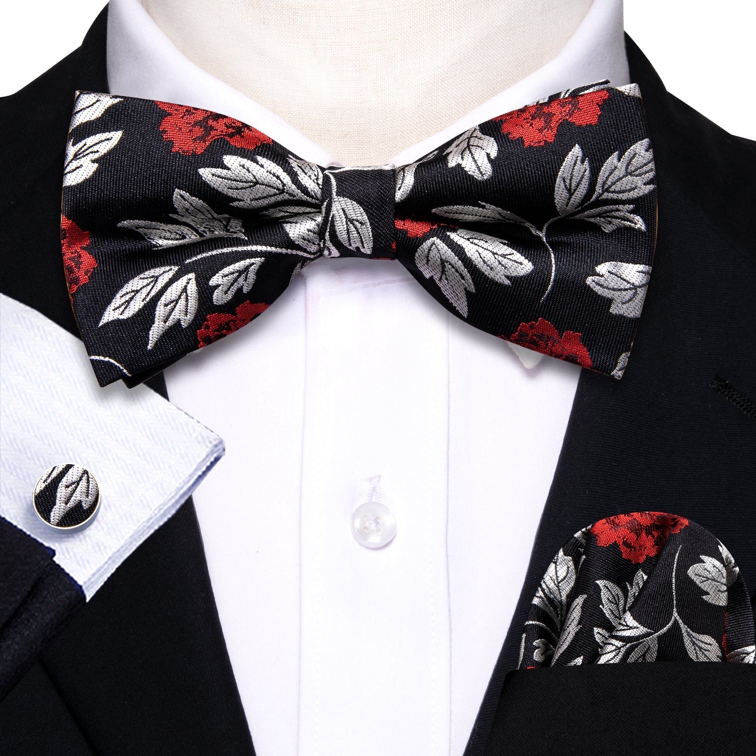 GentCrest Black Floral Bowtie Set - Image 1