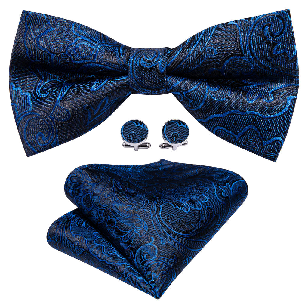 Blue Paisley Bow Tie Set - GentCrest - View 3