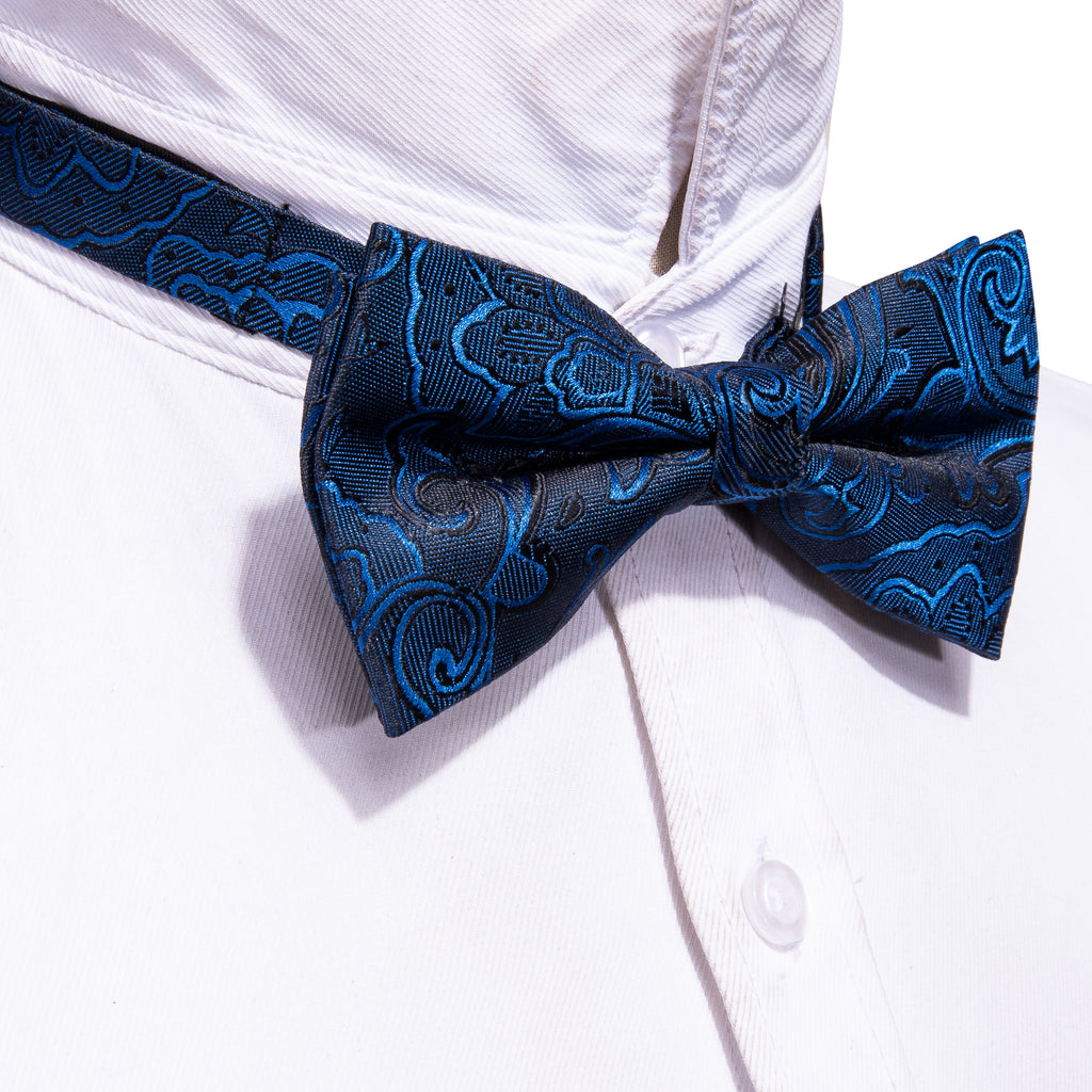 Blue Paisley Bow Tie Set - GentCrest - View 2