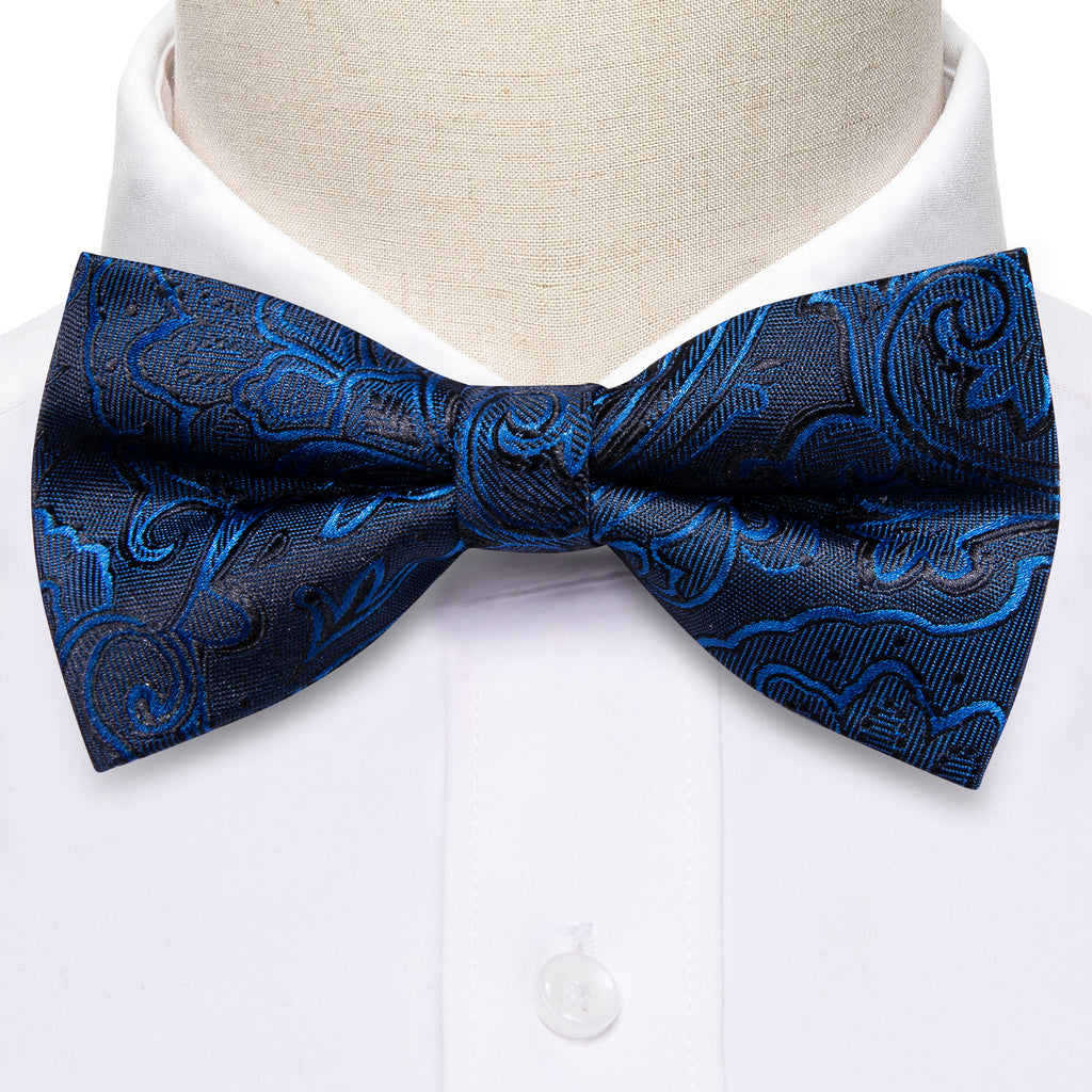 Blue Paisley Bow Tie Set - GentCrest - View 5
