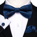 Blue Paisley Bow Tie Set - GentCrest