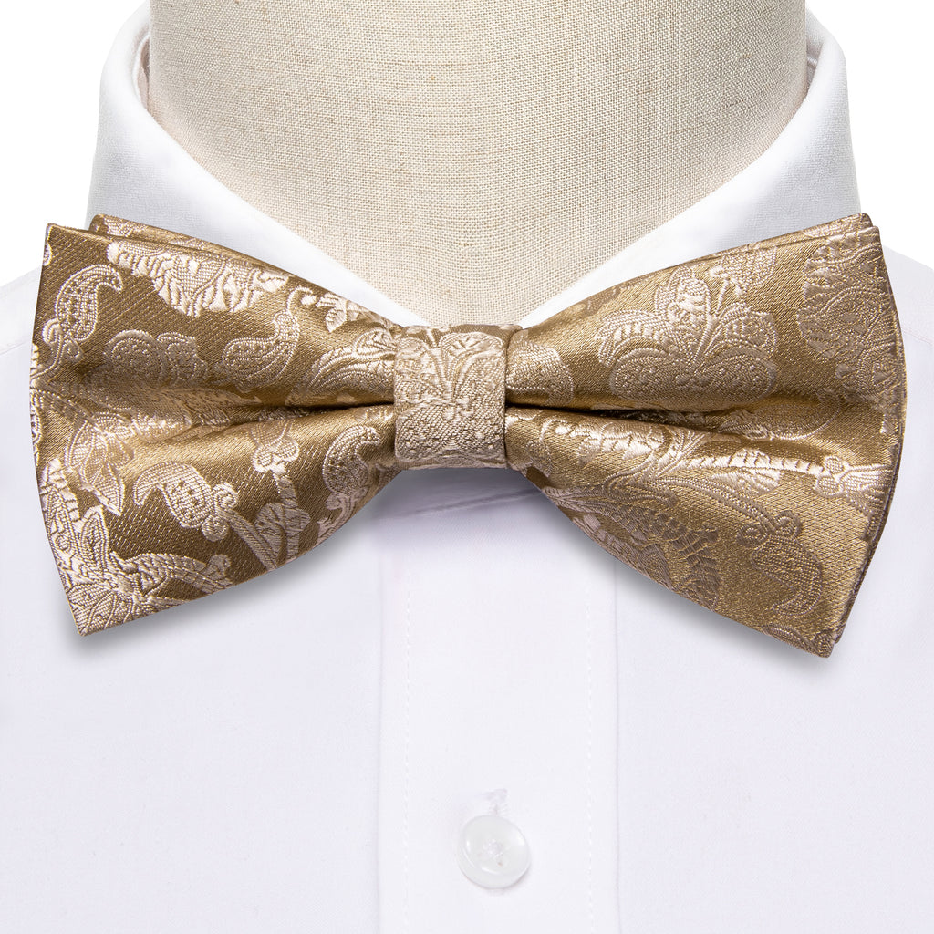 Gold Paisley Bow Tie Set - GentCrest - View 5