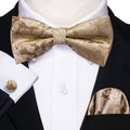 Gold Paisley Bow Tie Set - GentCrest