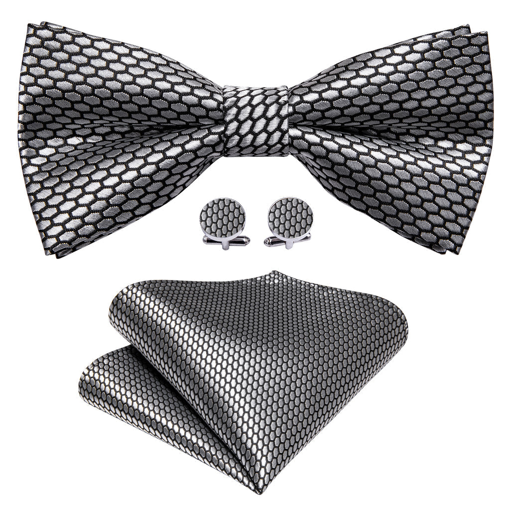 Gray Geometry Bow Tie Set - GentCrest - View 3
