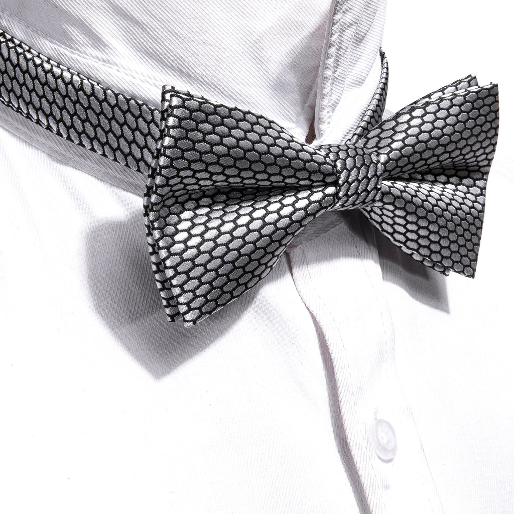 Gray Geometry Bow Tie Set - GentCrest - View 2