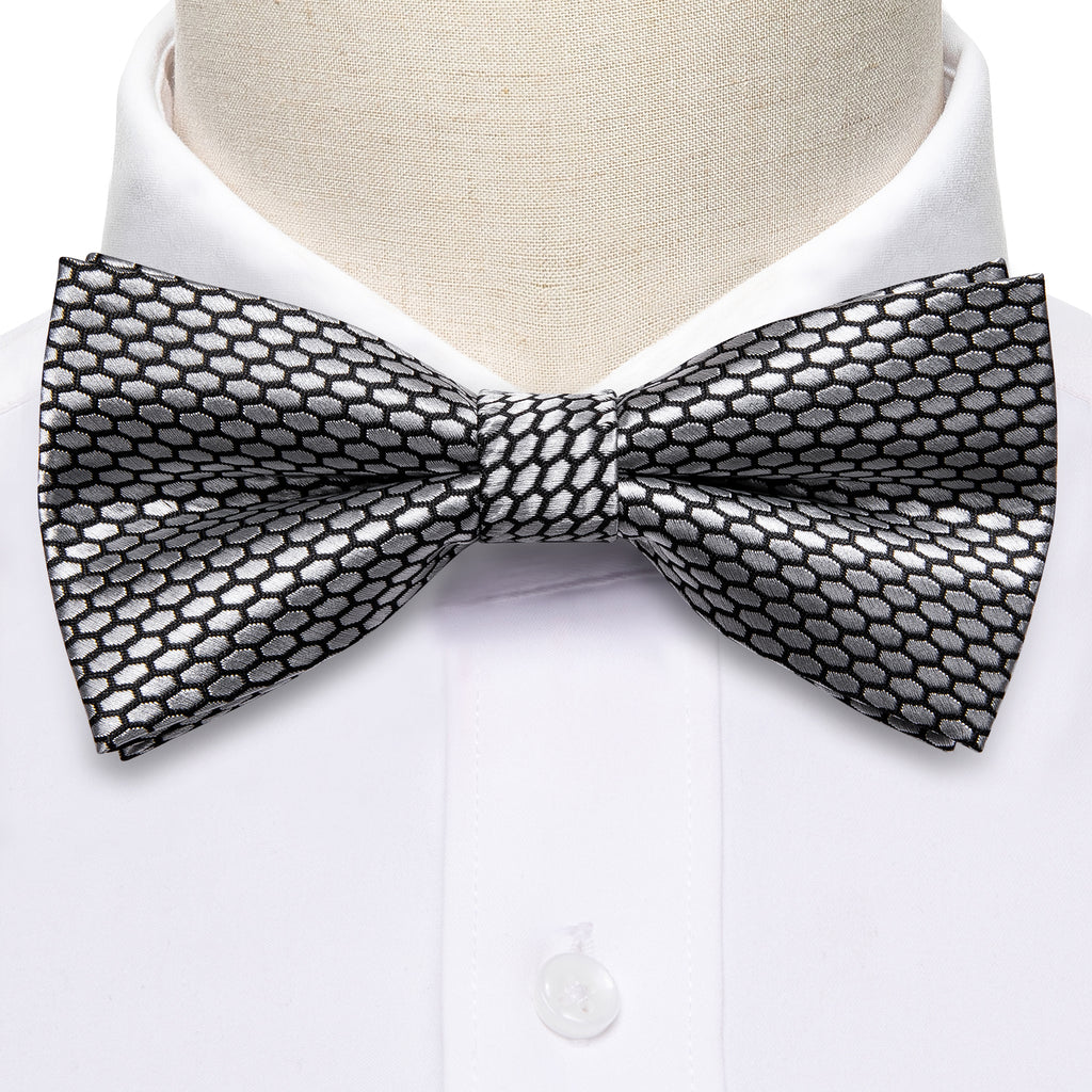 Gray Geometry Bow Tie Set - GentCrest - View 5