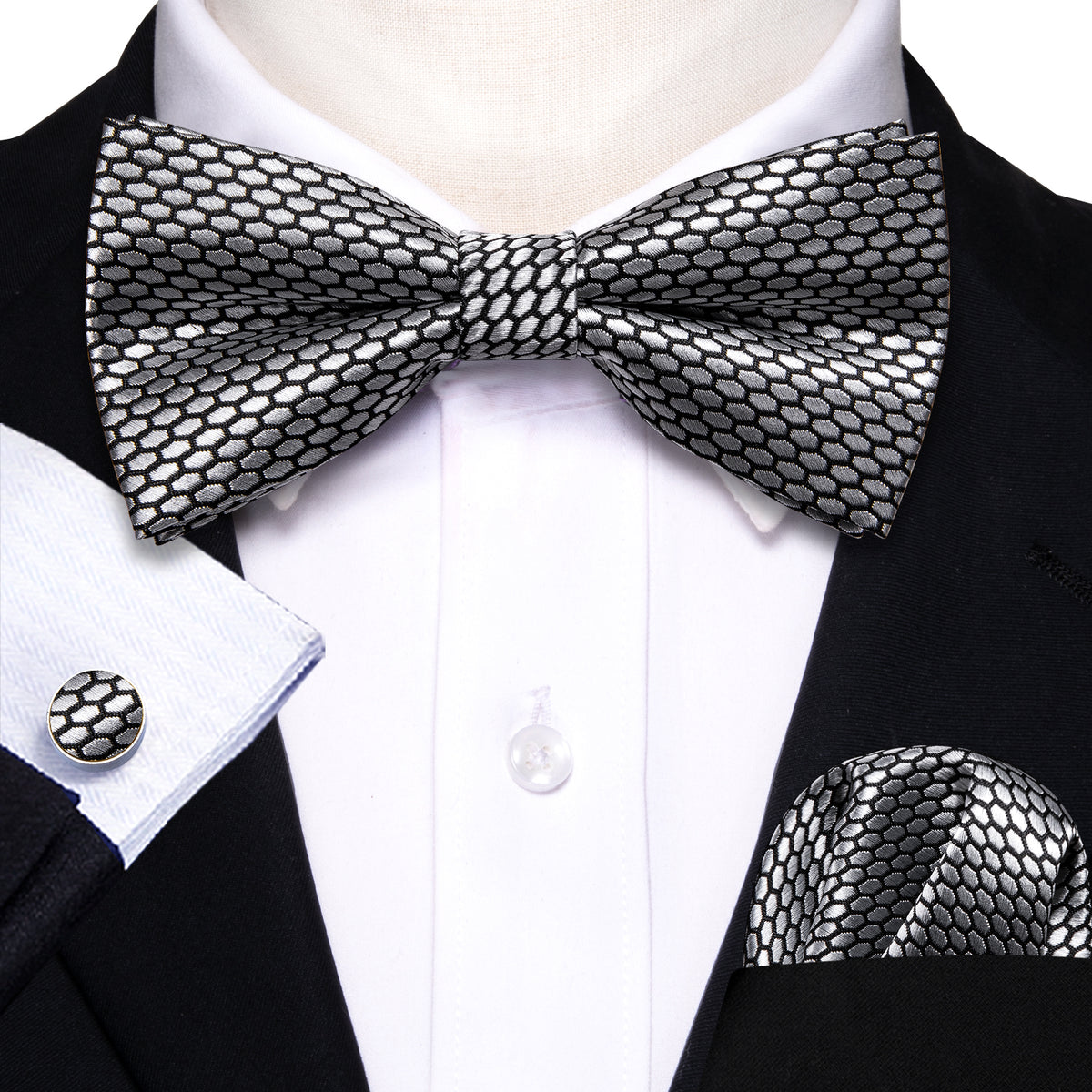 Gray Geometry Bow Tie Set - GentCrest