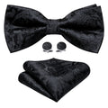 Black Paisley Bow Tie Set - GentCrest