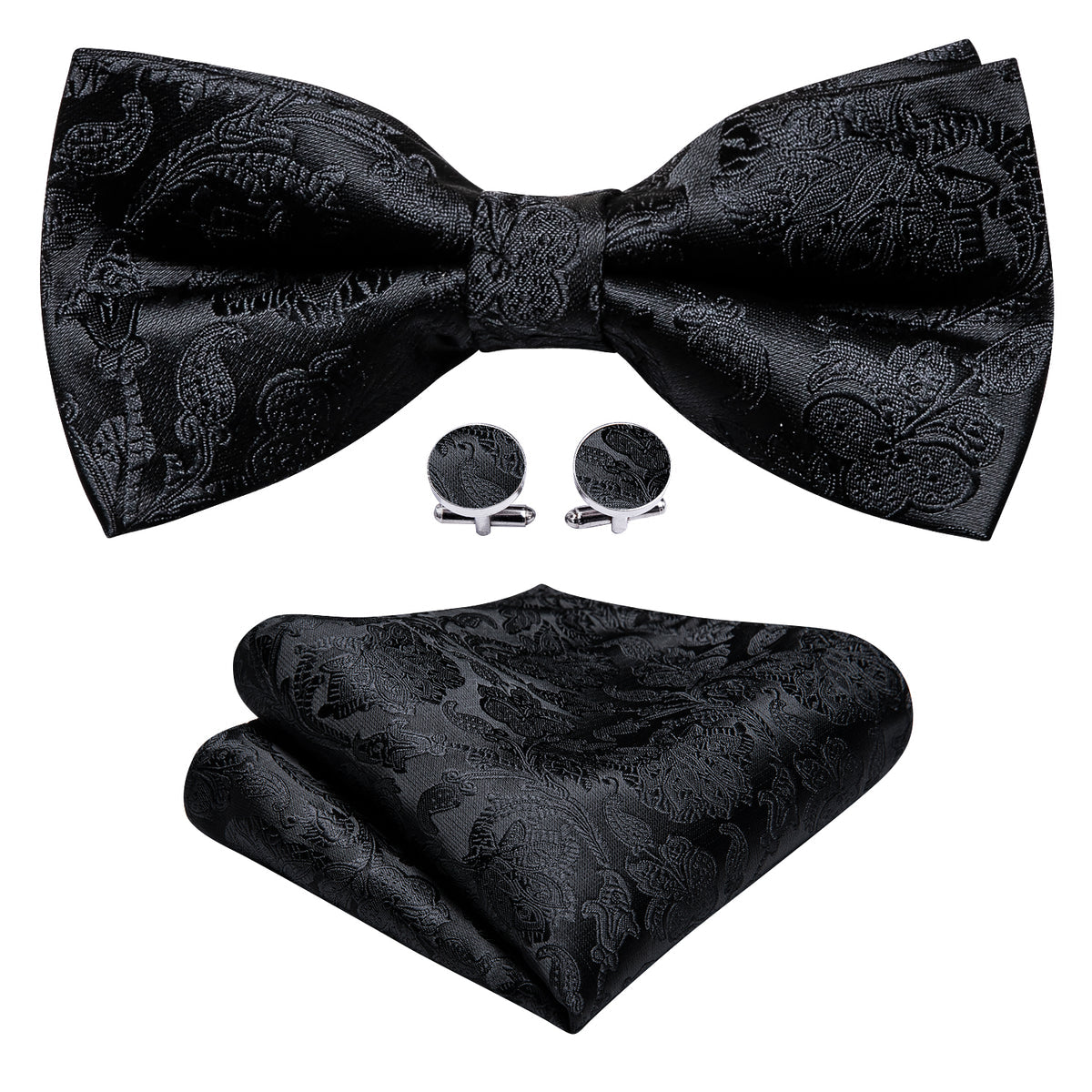 GentCrest Black Paisley Bow Ties - Image 1