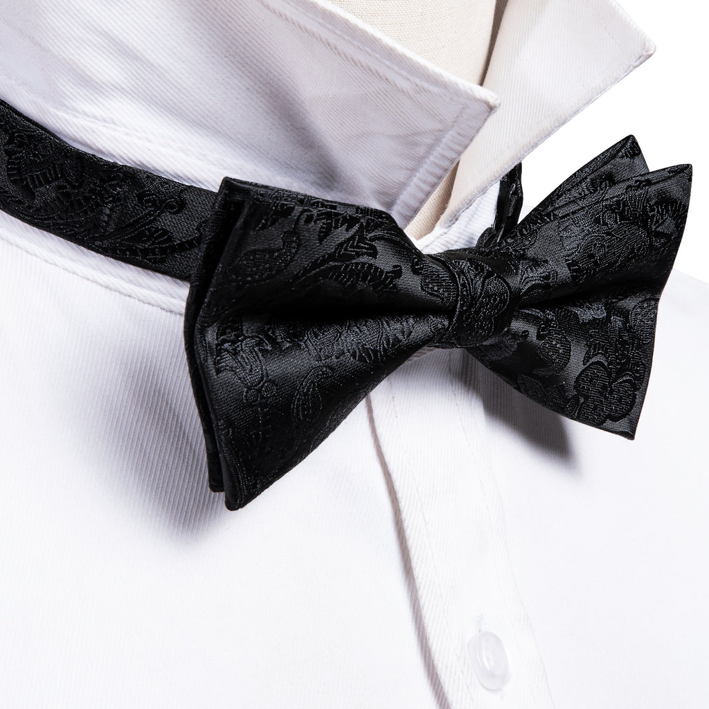 Black Paisley Bow Tie Set - GentCrest - View 5