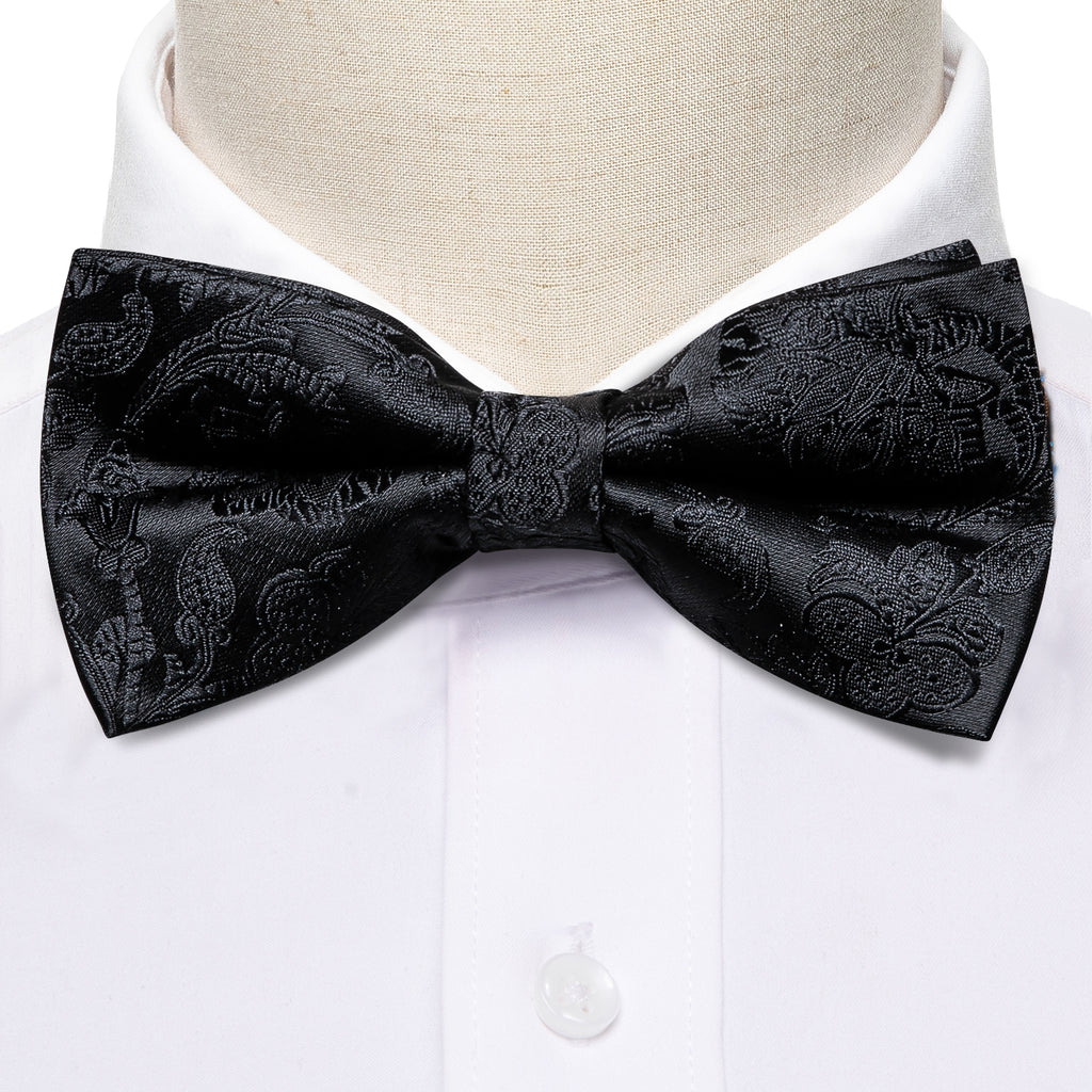 Black Paisley Bow Tie Set - GentCrest - View 4