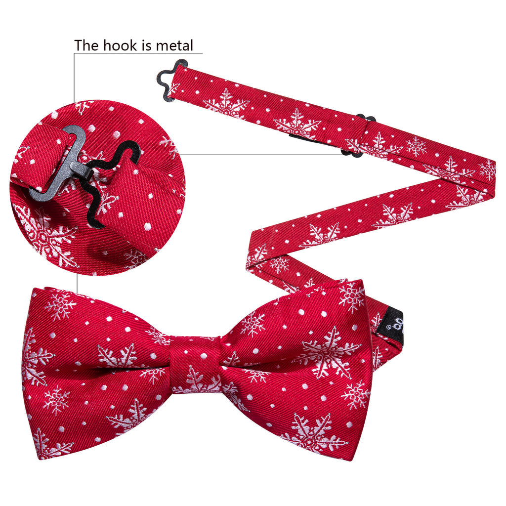 Red & White Christmas Snowflake Bow Tie Set - GentCrest - View 6