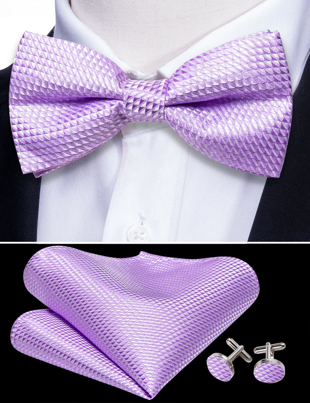 Purple Plaid Bow Tie Set - GentCrest - View 5