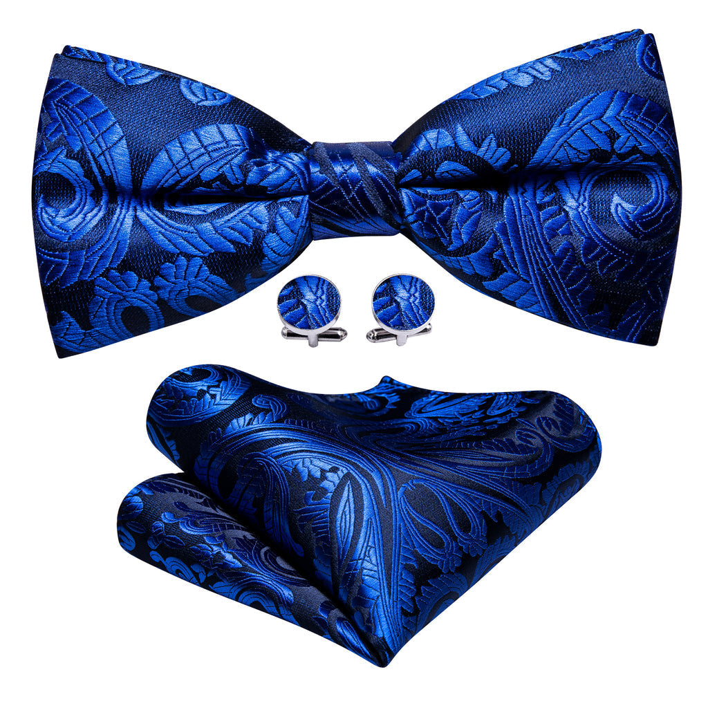 Blue Paisley Bow Tie Set - GentCrest - View 5