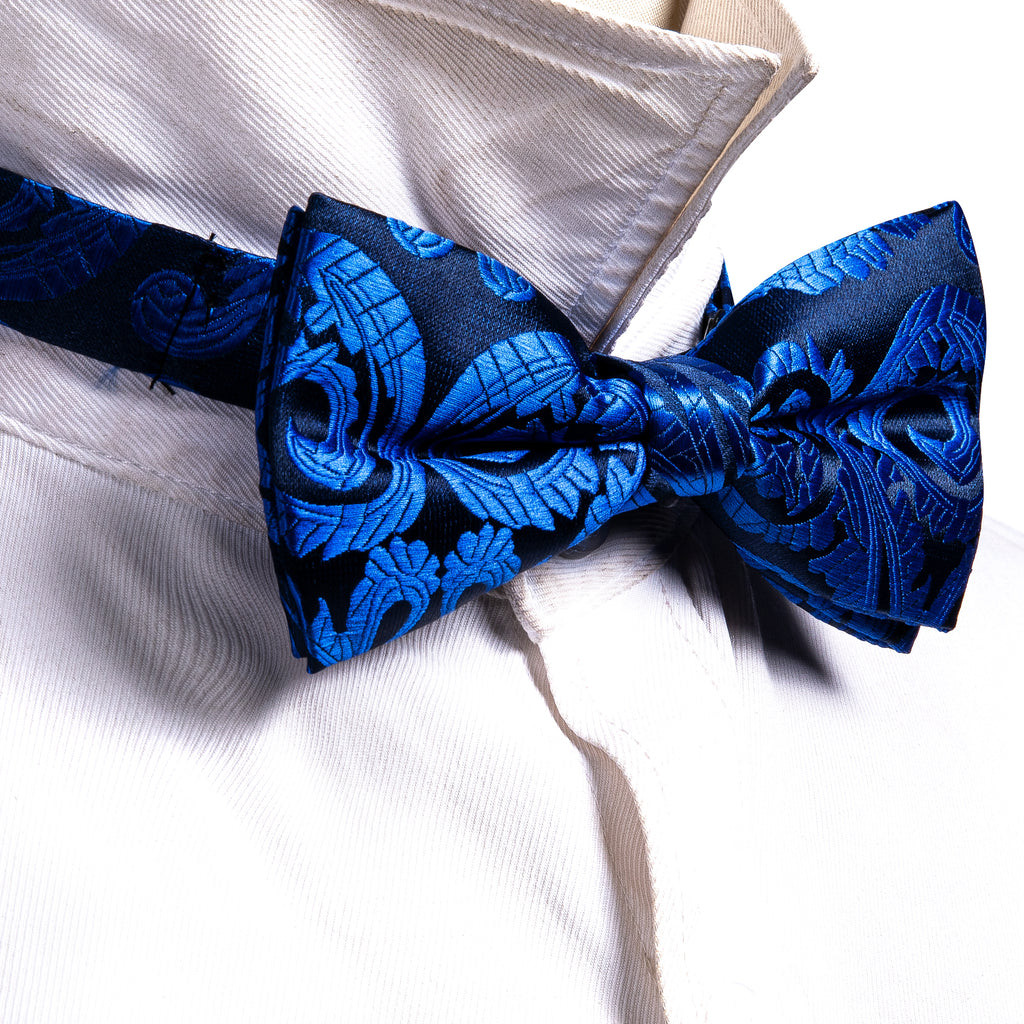 Blue Paisley Bow Tie Set - GentCrest - View 4