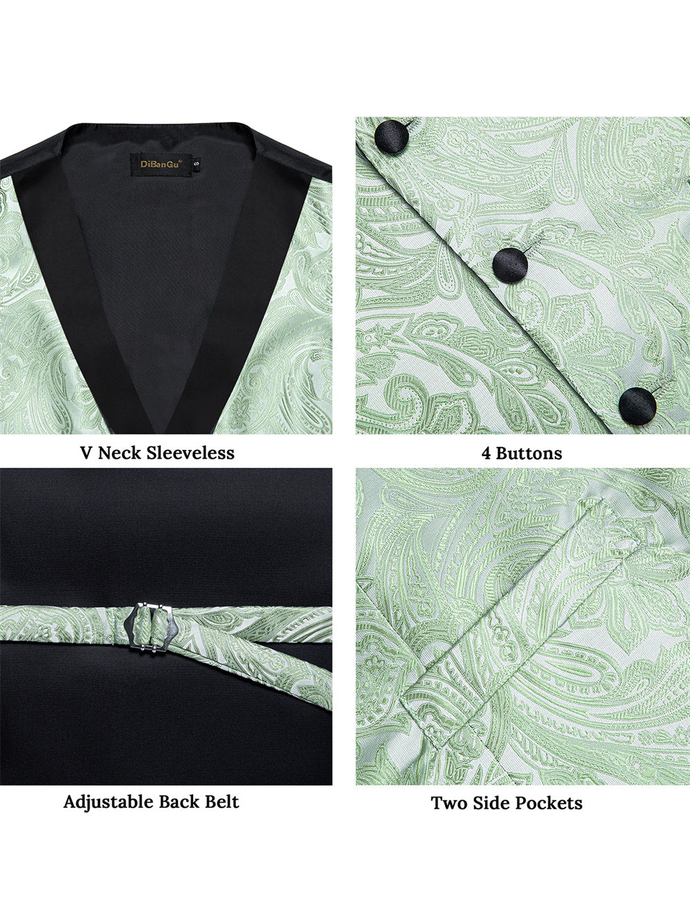 GentCrest Green Paisley Vest Set - Image 7