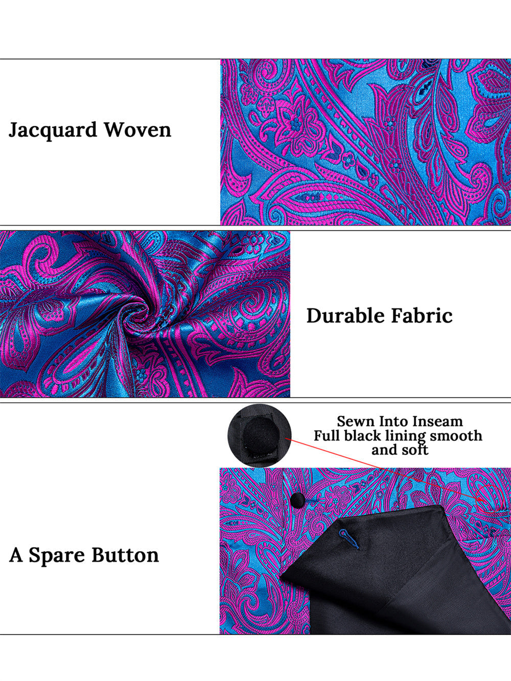 Turquoise & Fuchsia Paisley Vest Set - GentCrest - View 5