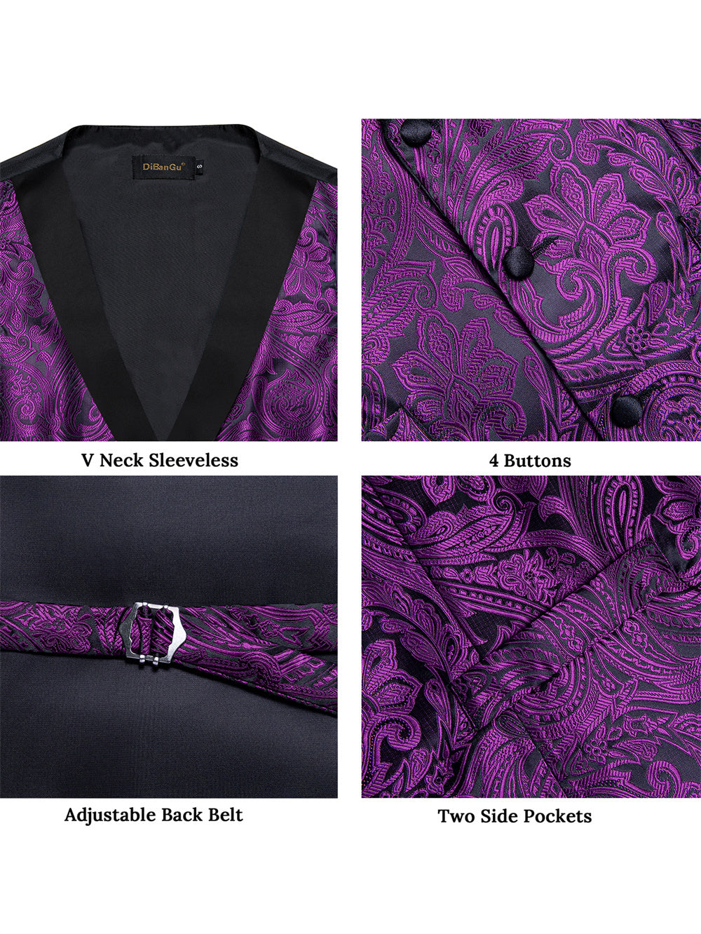 GentCrest Purple Paisley Vest Set - Image 5