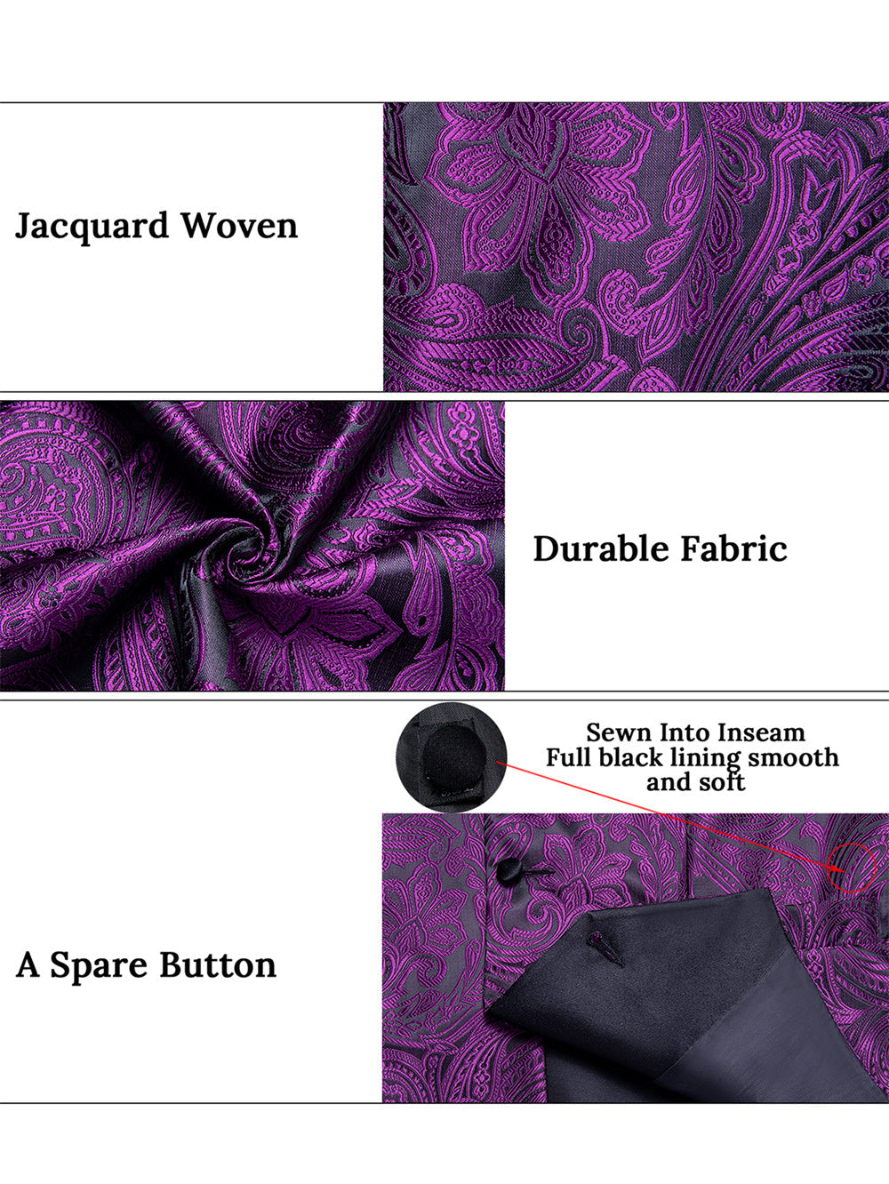 GentCrest Purple Paisley Vest Set - Image 6
