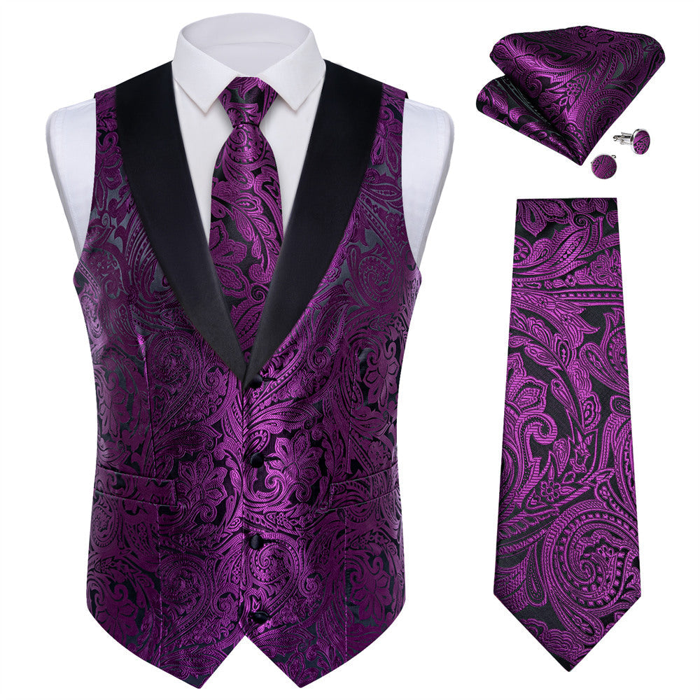 GentCrest Purple Paisley Vest Set - Image 3