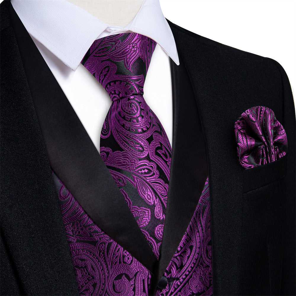 GentCrest Purple Paisley Vest Set - Image 1
