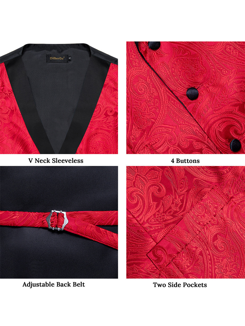 GentCrest Red Paisley Vest Set - Image 6