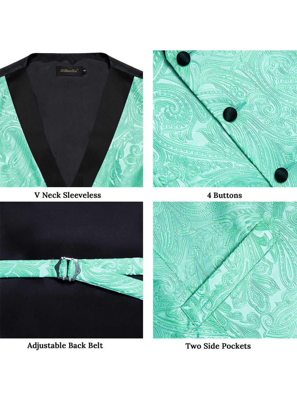 GentCrest Green Paisley Vest Set - Image 7