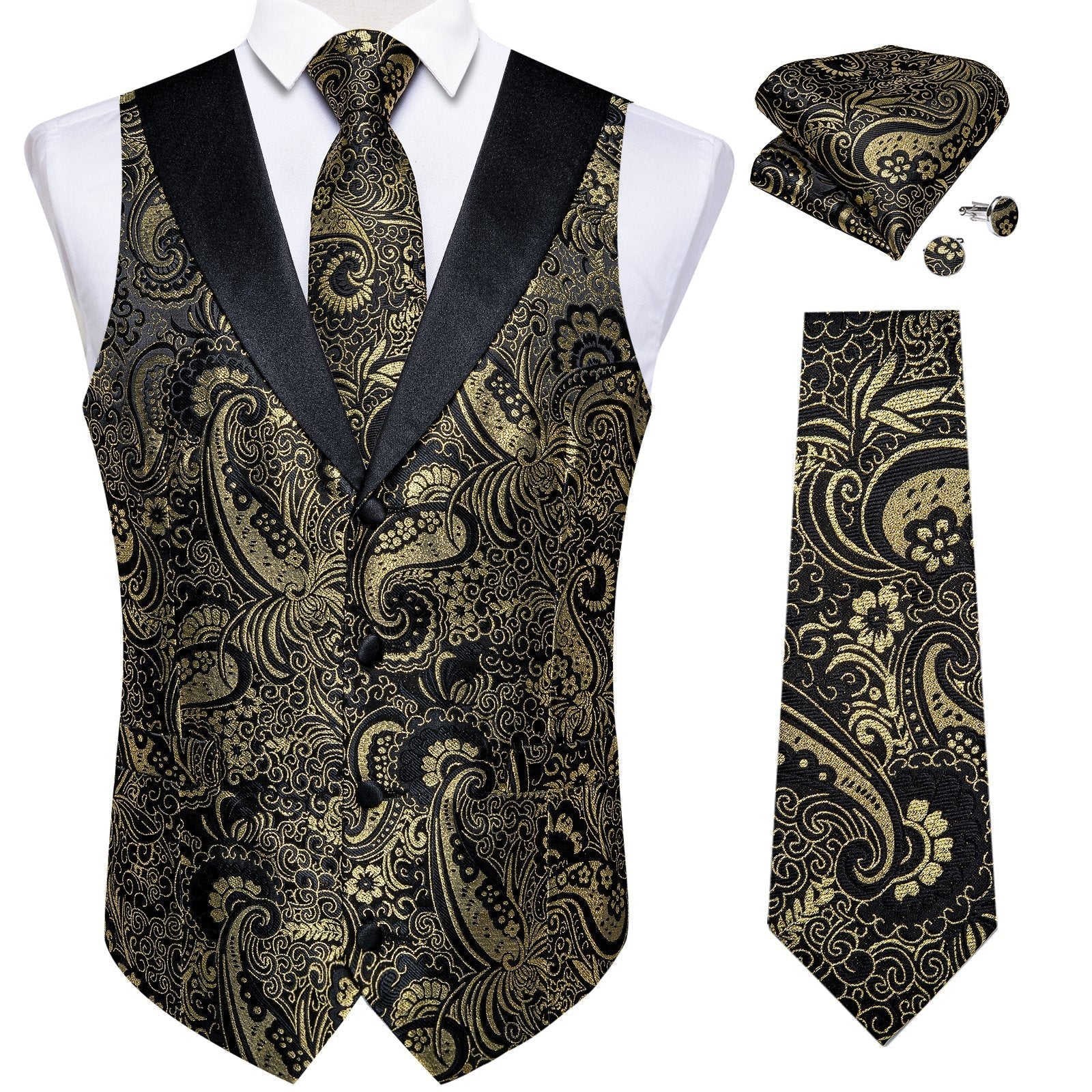 GentCrest Black Paisley Vest Set - Image 4