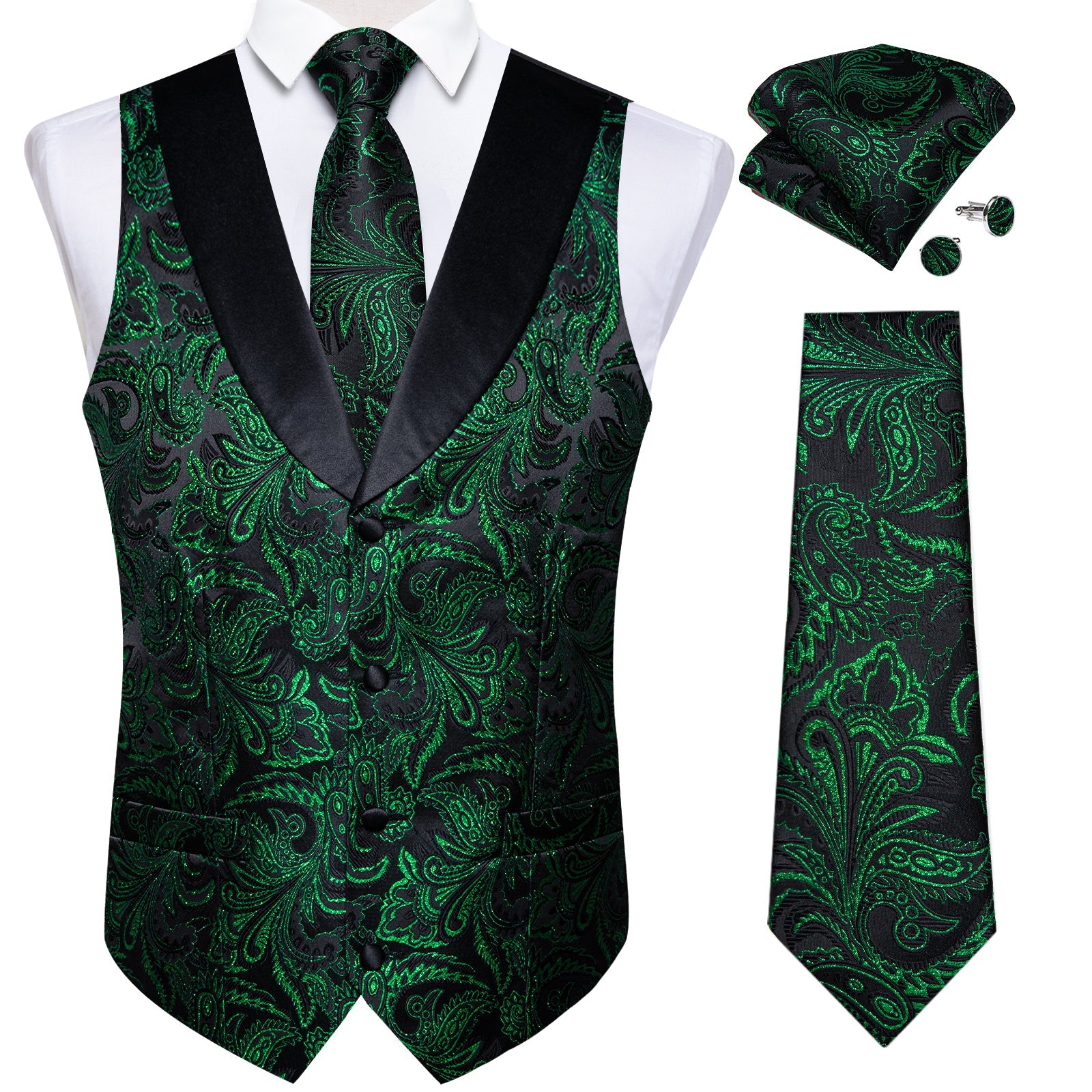 GentCrest Black Paisley Vest Set - Image 1
