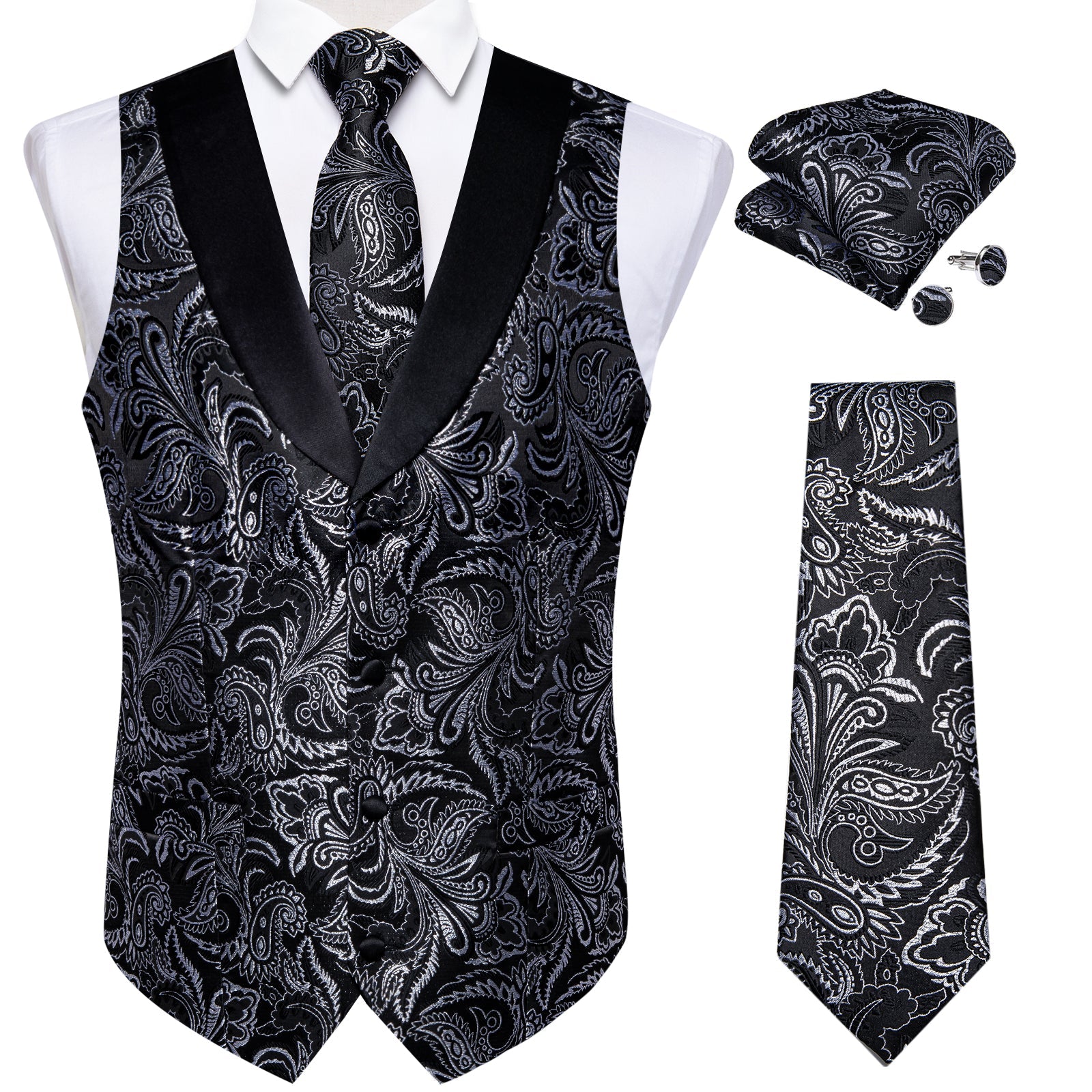 GentCrest Black Paisley Vest Set - Image 1