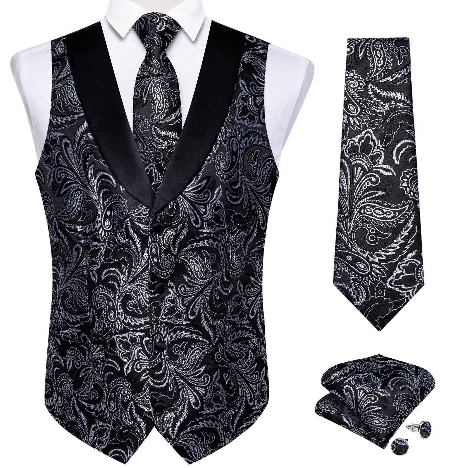 GentCrest Black Paisley Vest Set - Image 4