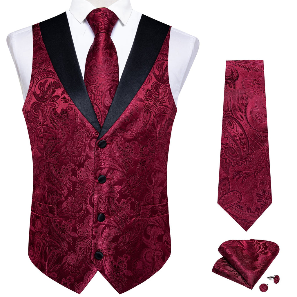 GentCrest Burgundy Paisley Vest Set - Image 1