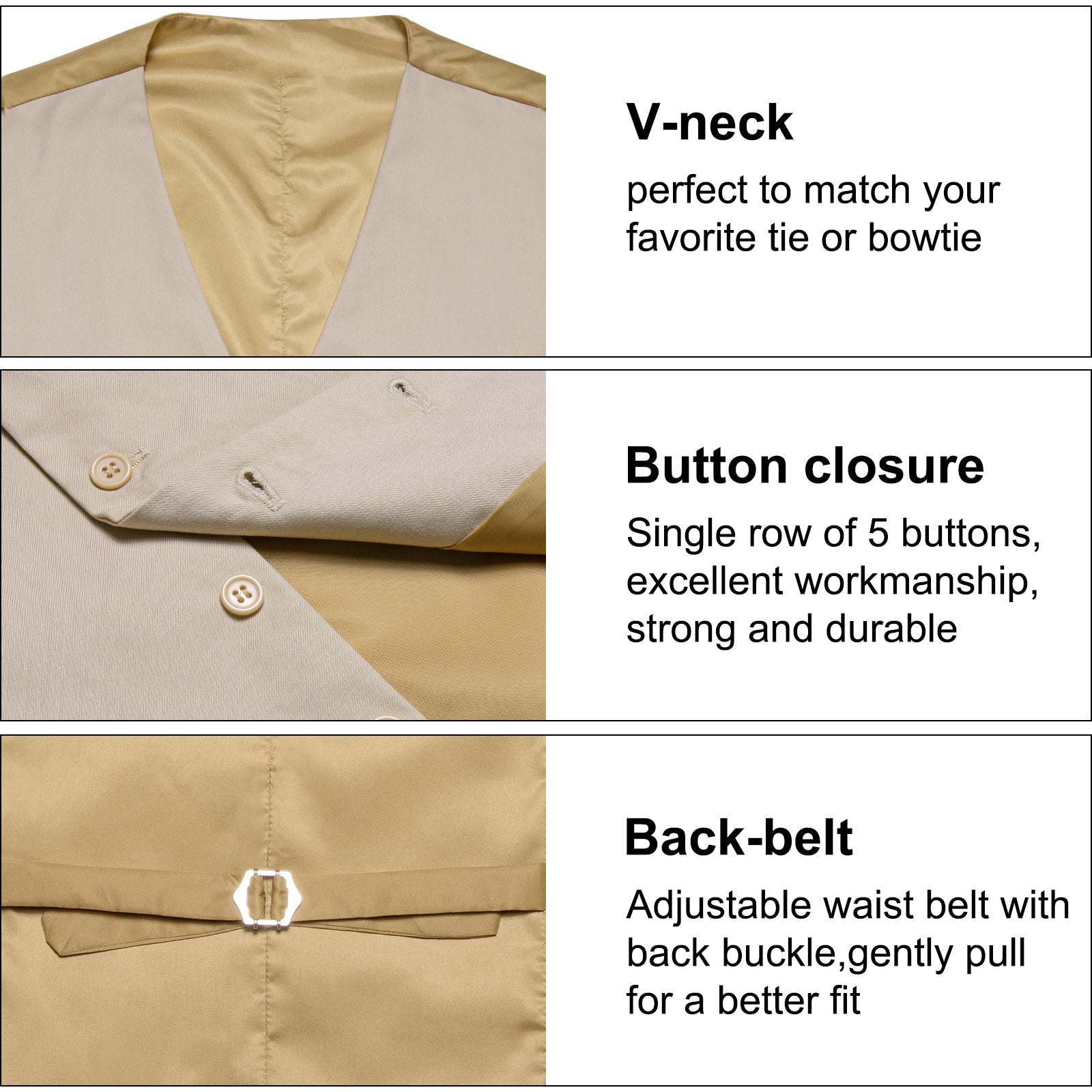 GentCrest Champagne Solid Vest - Image 6
