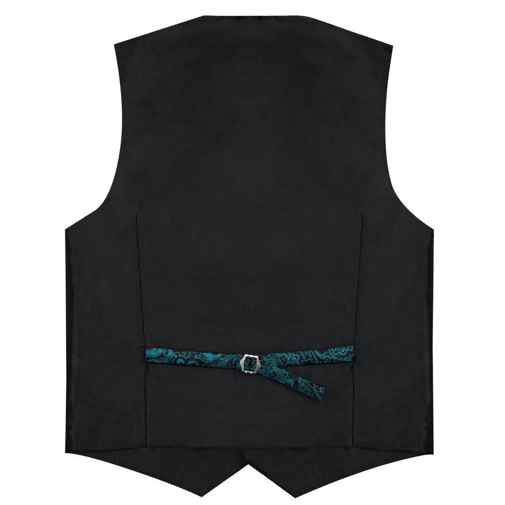 Teal Green Paisley with Black Collar Vest Set - GentCrest - View 5