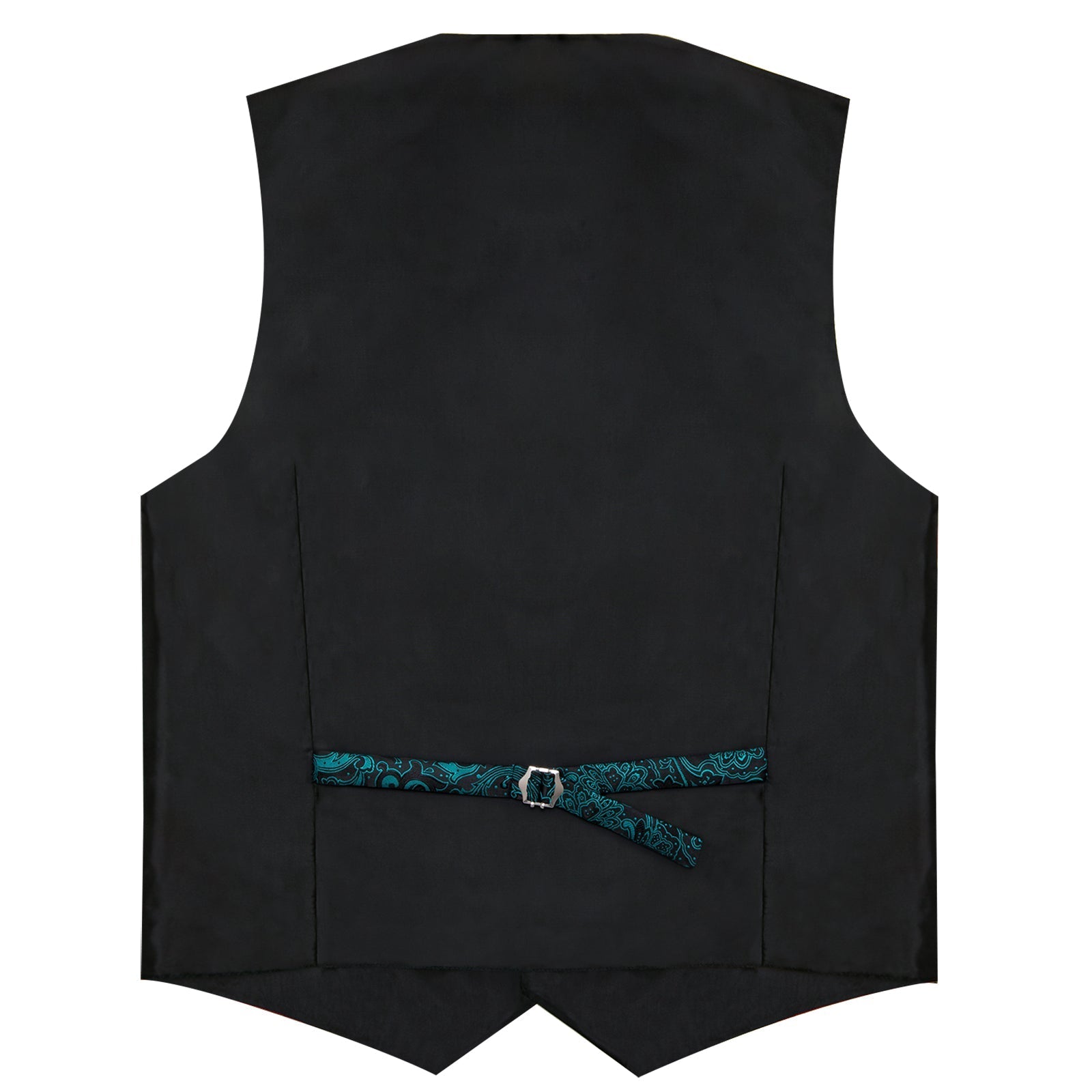 Teal Green Paisley with Black Collar Vest Set - GentCrest - View 5