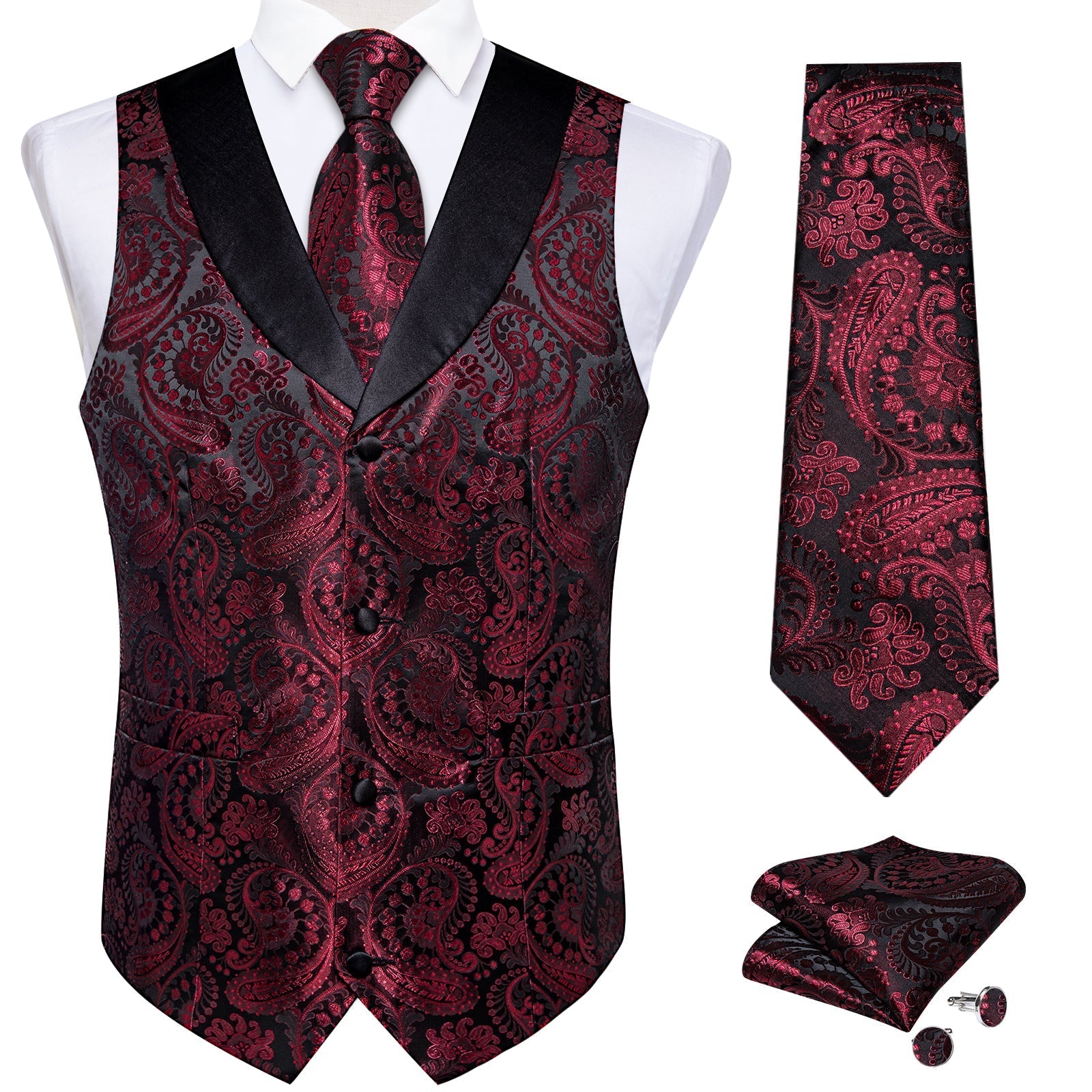 GentCrest Black Paisley Vest Set - Image 3