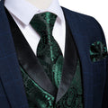 Green Paisley with Black Collar Vest Set - GentCrest