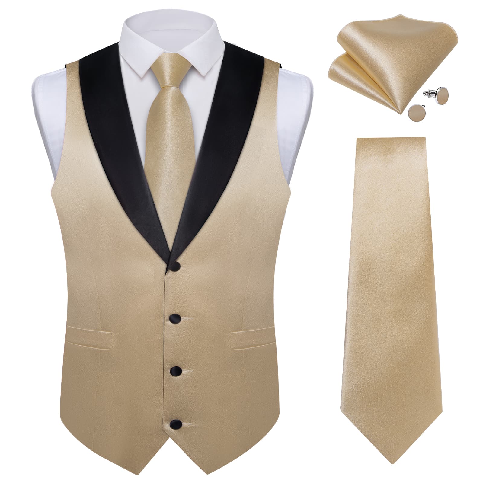 GentCrest Champagne Solid Vest Set - Image 2