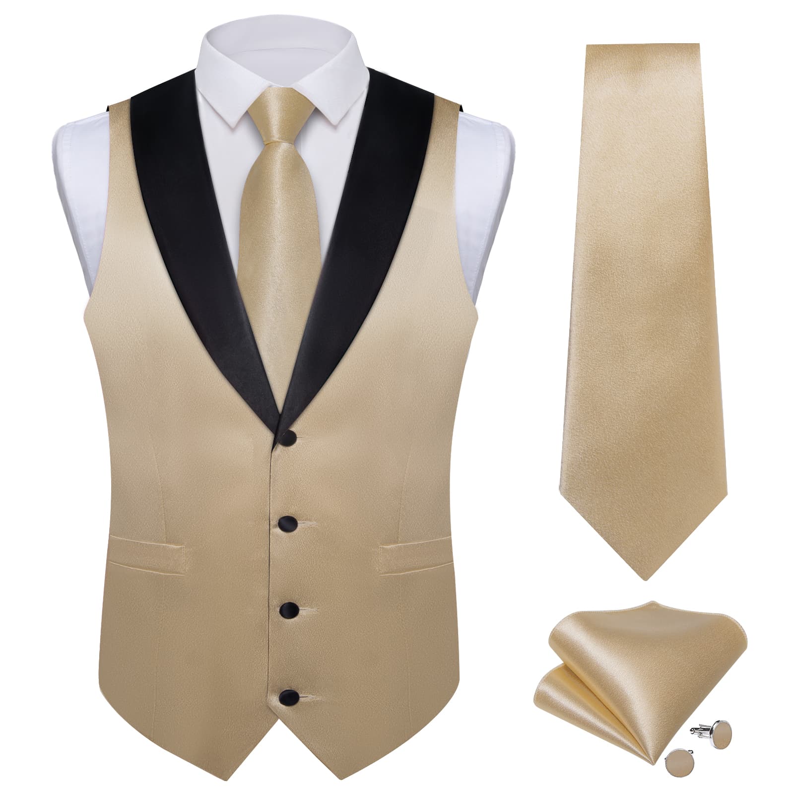 GentCrest Champagne Solid Vest Set - Image 3