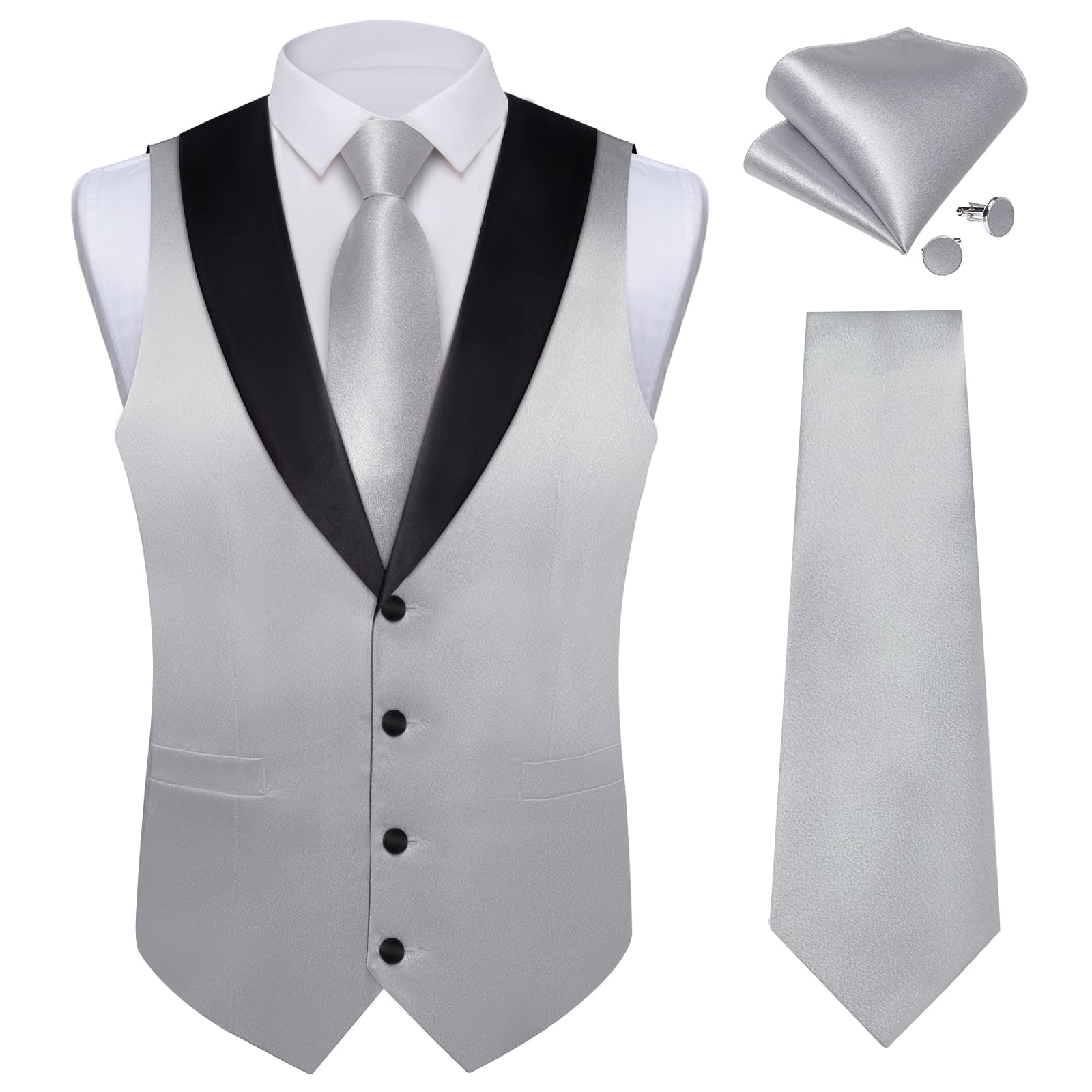 GentCrest Grey Solid Vest Set - Image 2
