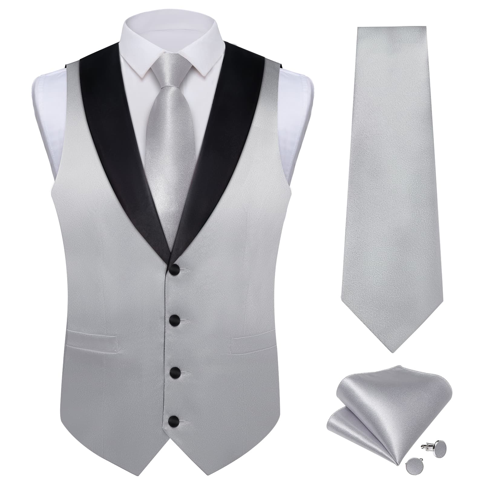 GentCrest Grey Solid Vest Set - Image 3