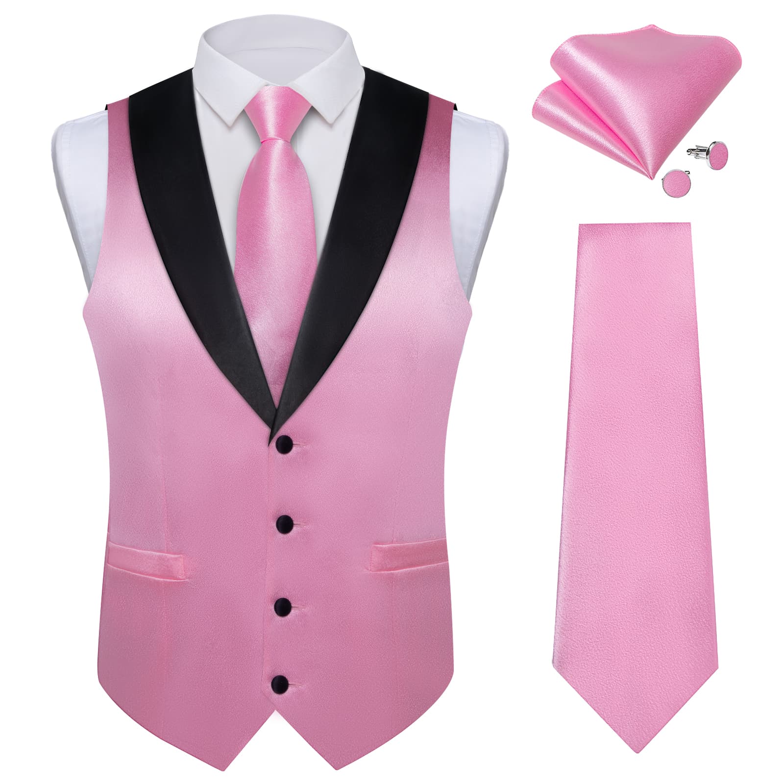 GentCrest Pink Solid Vest Set - Image 2