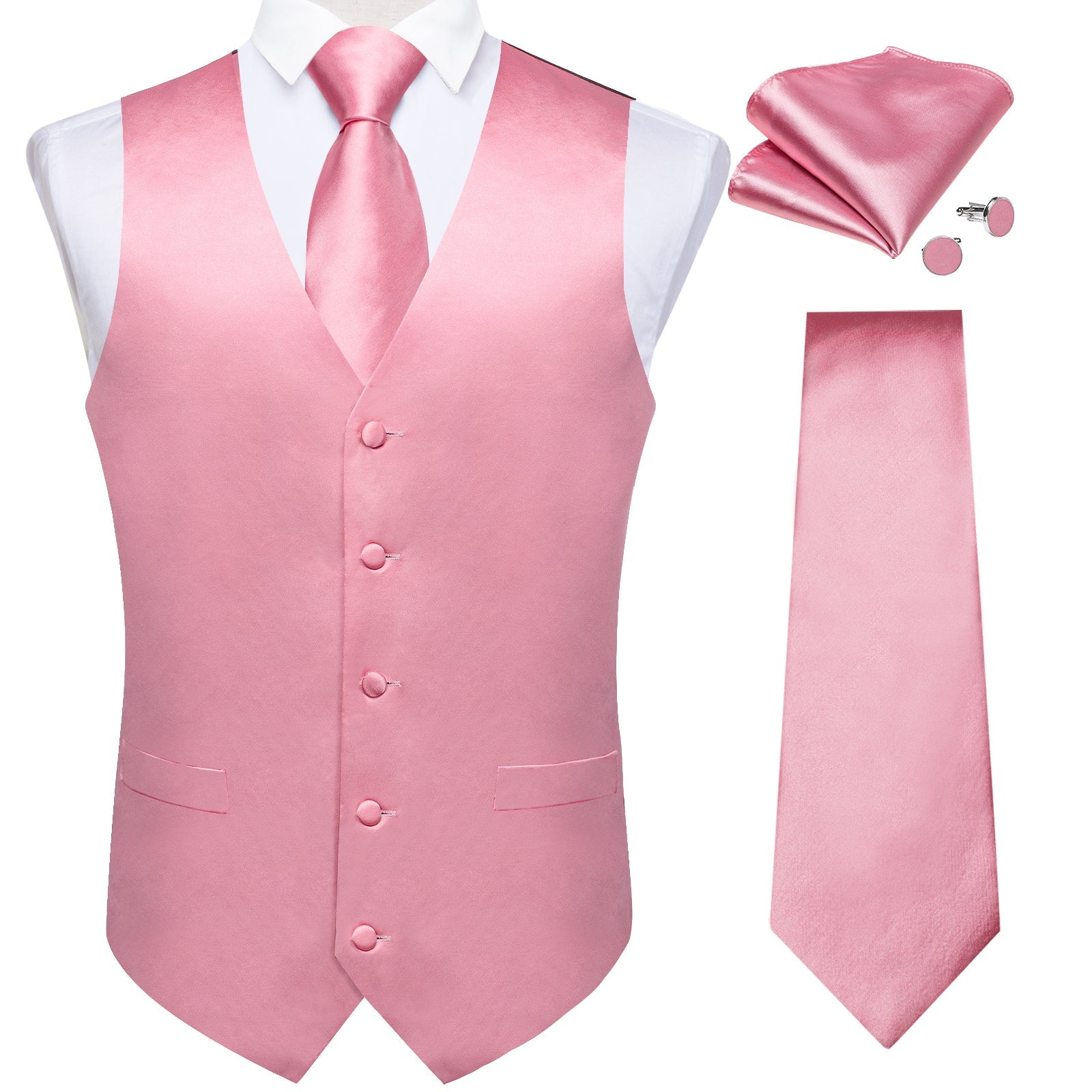 GentCrest Pink Solid Vest Set - Image 2