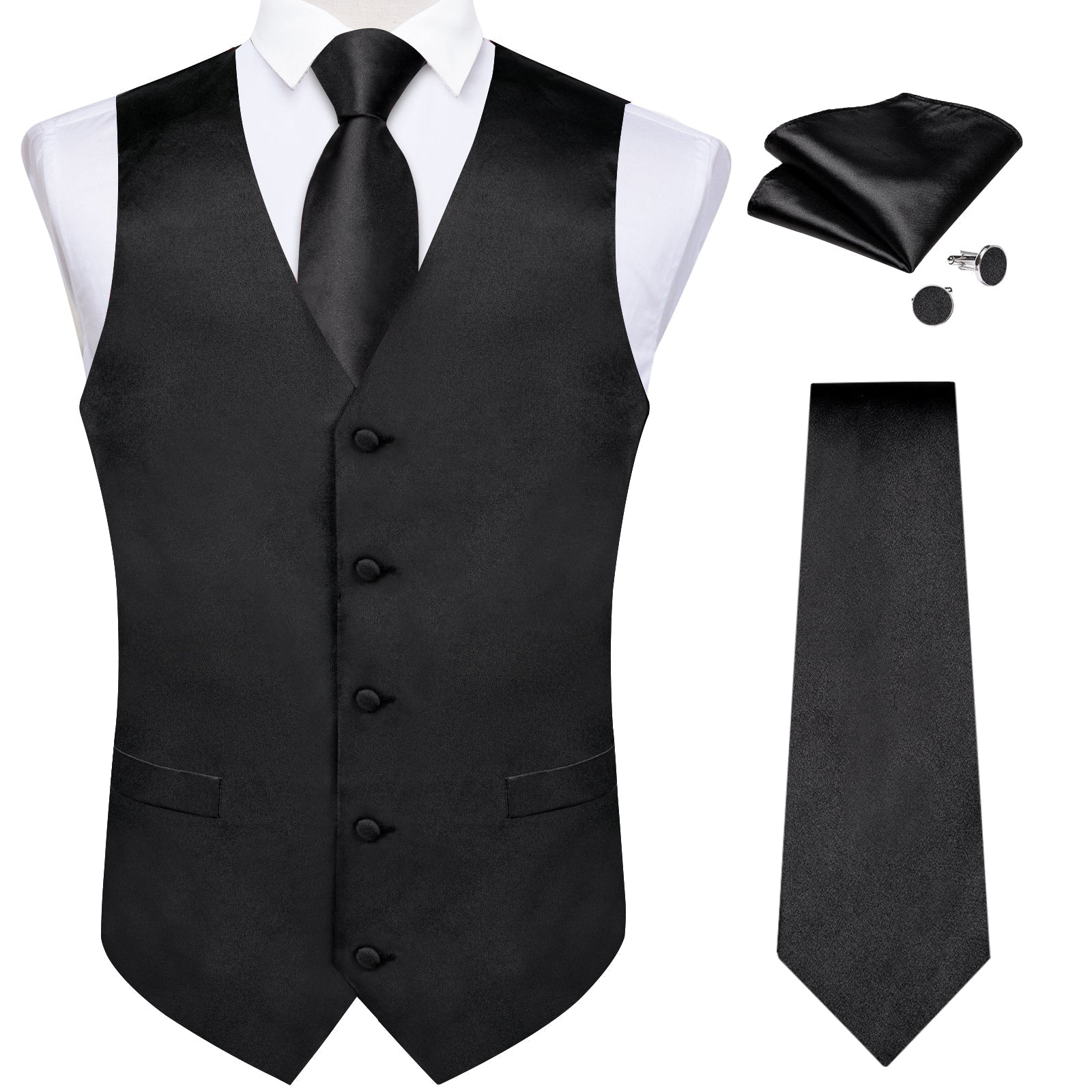 GentCrest Black Solid Vest Set - Image 4