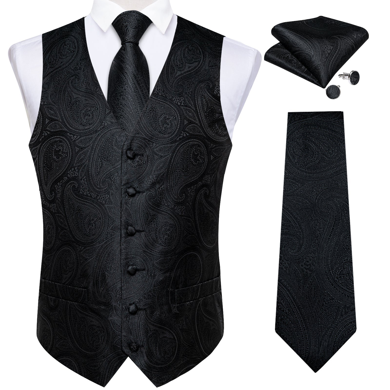 GentCrest Black Paisley Vest Set - Image 2
