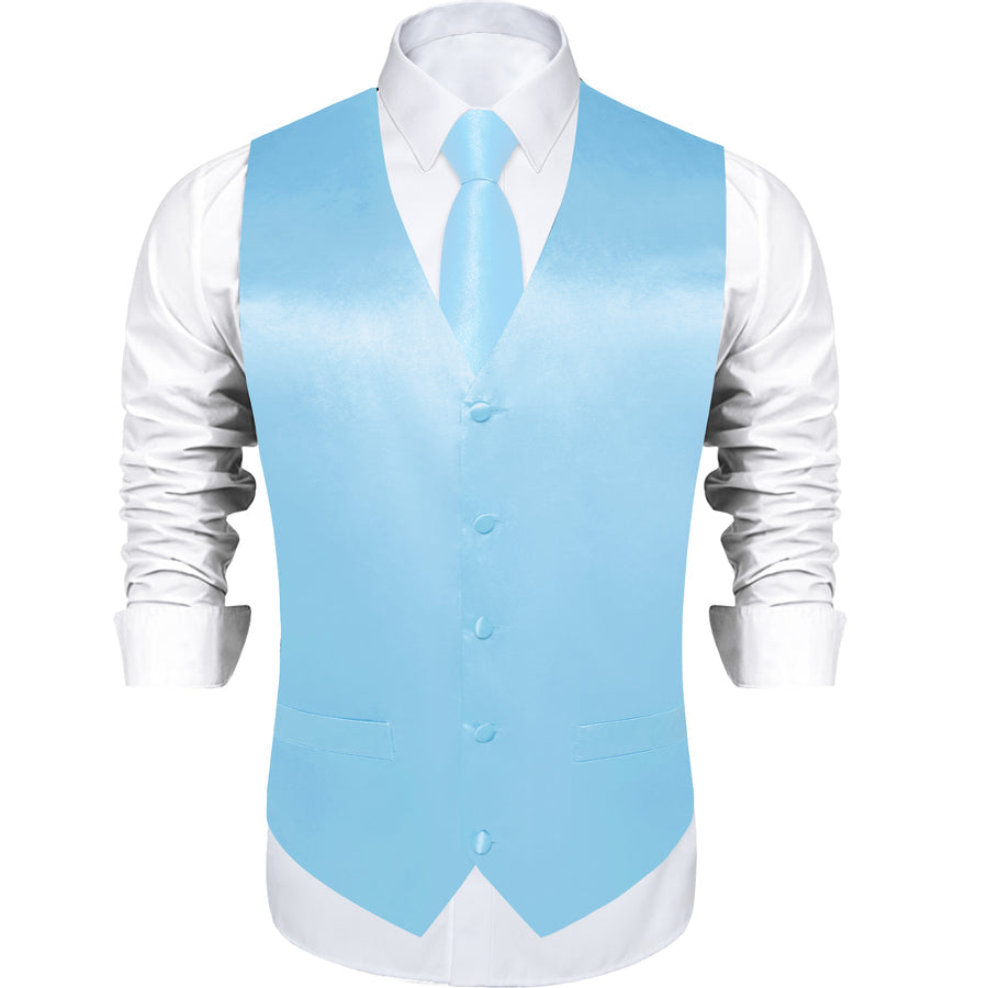 Arctic Blue Solid - 4 Piece Vest Set - GentCrest - View 3