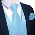 Arctic Blue Solid - 4 Piece Vest Set - GentCrest