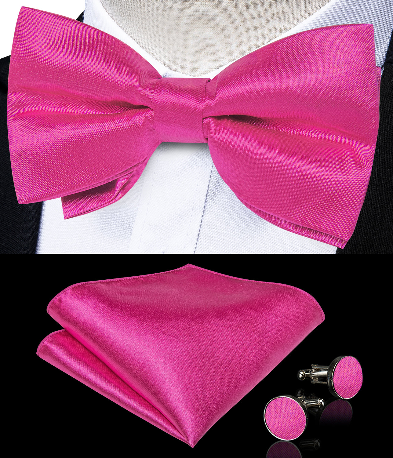 GentCrest Pink Solid Bowtie Set - Image 1